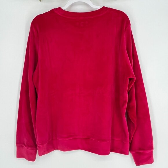 Zyia Active Spell Out Crewneck Sweater Velour Size XL Fuchsia Pink Athleisure - Picture 3 of 9